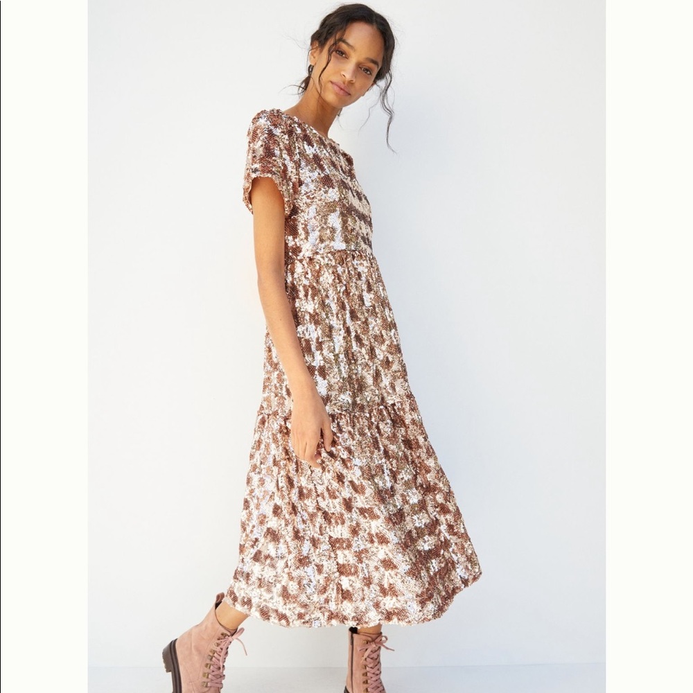 Anthropologie Bernadette sequin midi dress NWT s
